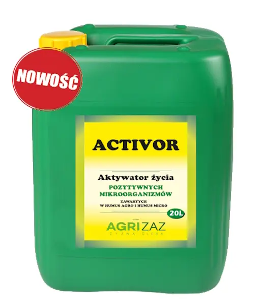 Zielony kanister 20L aktywatora życia mikroorganizmów Activor marki Agrizaz