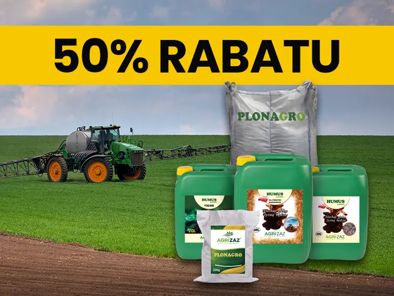 Baner informujący o zniżce 50% w Programie Gospodarstw Patronackich Agrizaz